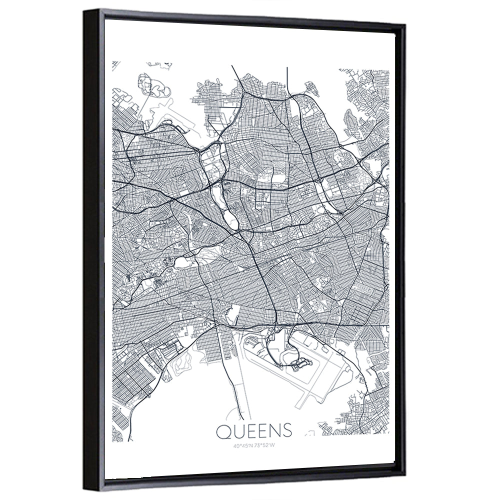 Queens Map with Jfk Airport Wall Art