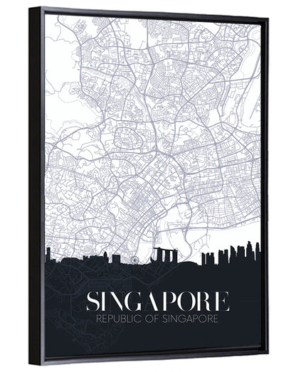 Singapore City Map Wall Art