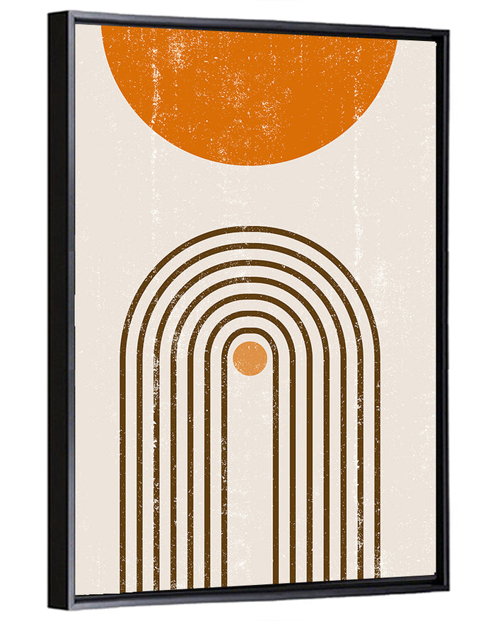 Burning Sun Concentric Arches Wall Art as a framed canvas