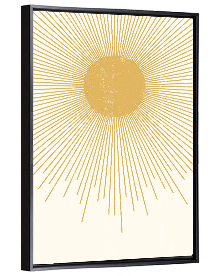 Textured Sunburst Abstract Wall Art as a framed canvas
