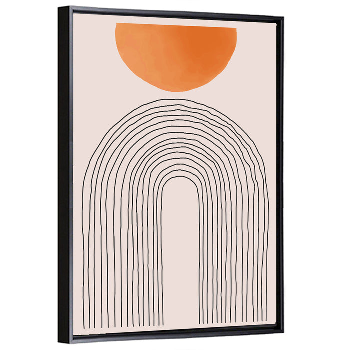 Geometric Sunset Arch Wall Art as a framed canvas