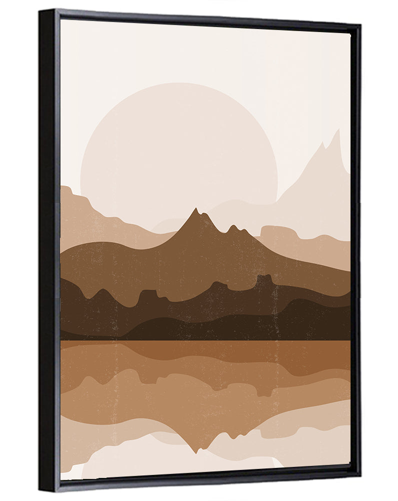 Layered Mountain Lake Sunset Wall Art