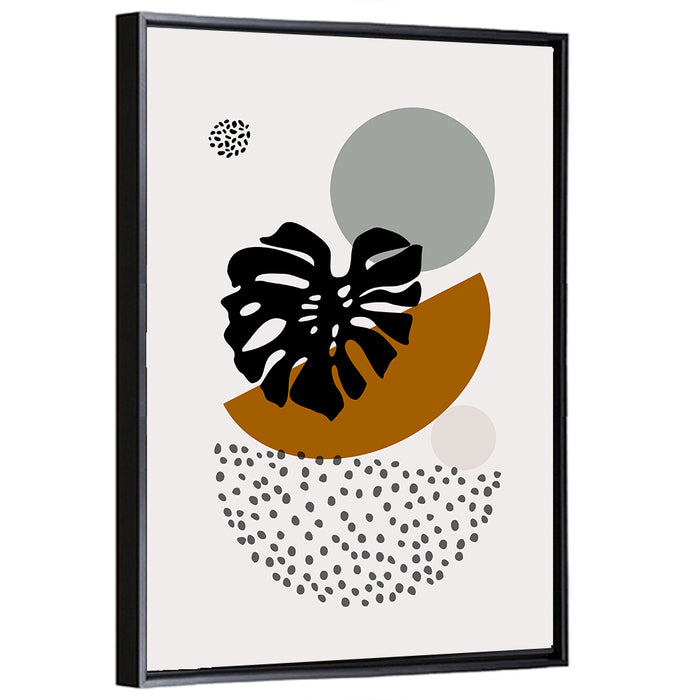 Monstera Leaf with Falling Stones Wall Art as a framed canvas