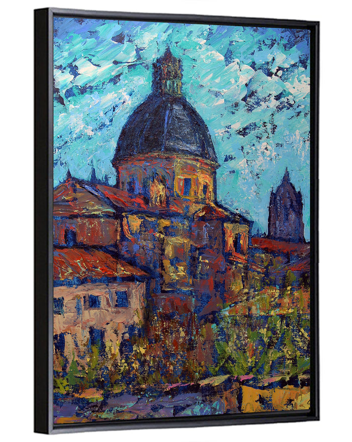 Salamanca Cathedral Dome Study Wall Art as a framed canvas