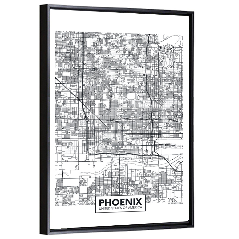 Phoenix Street Grid Map Wall Art