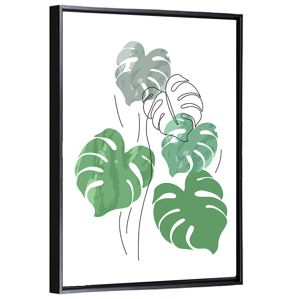 Monstera Leaves Watercolor Study Wall Art