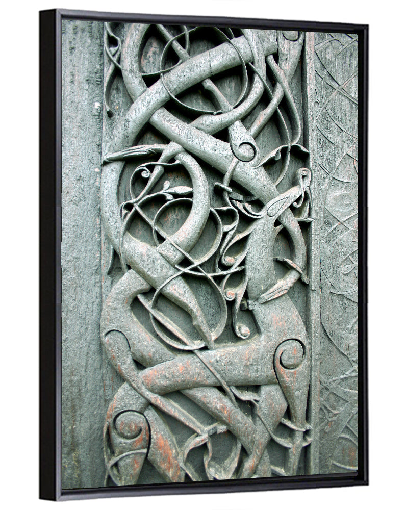 Norwegian Urnes Wood Carving Wall Art