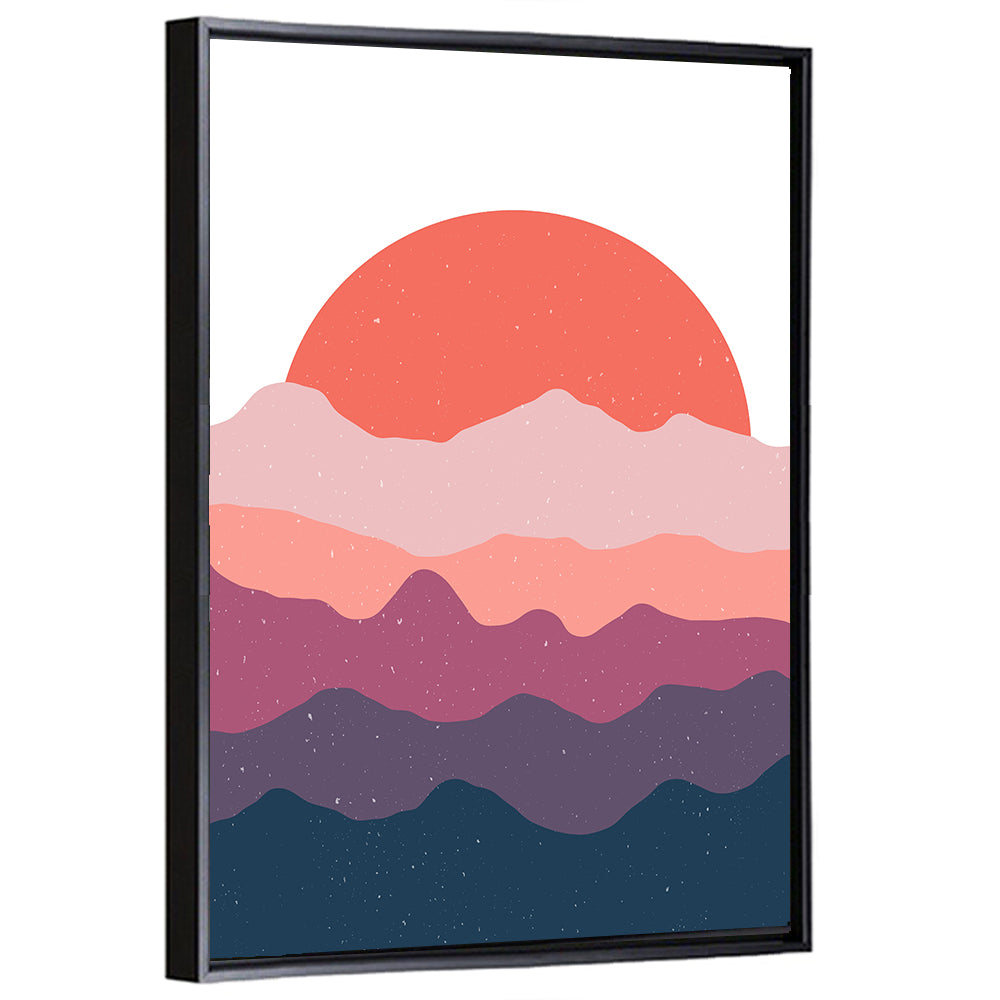 Layered Sunset Mountain Silhouettes Wall Art