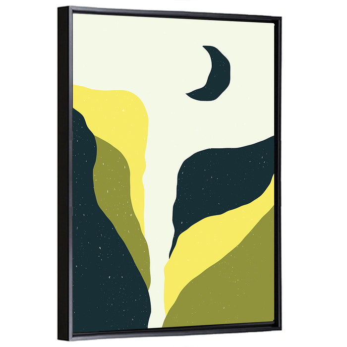 Crescent Moon Over Olive Mountains Wall Art as a framed canvas