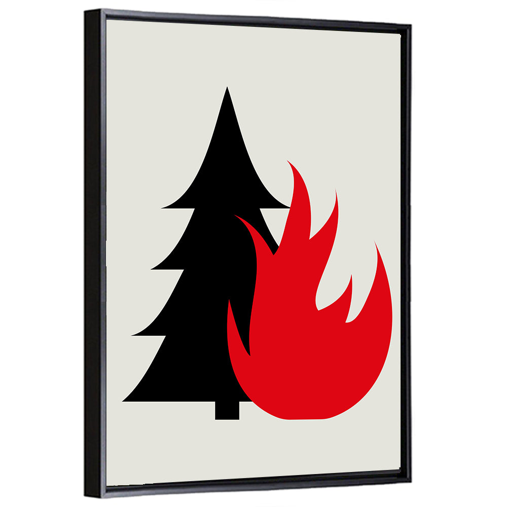 Forest Fire Minimalist Illustration Wall Art