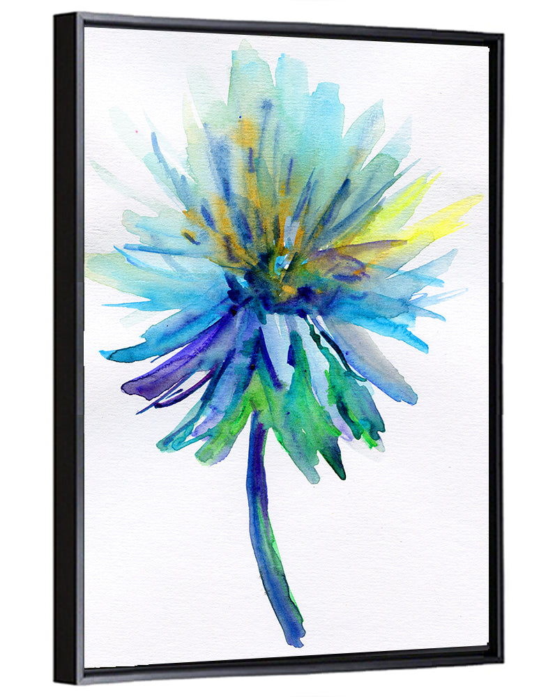Ethereal Blue Watercolor Flower Wall Art
