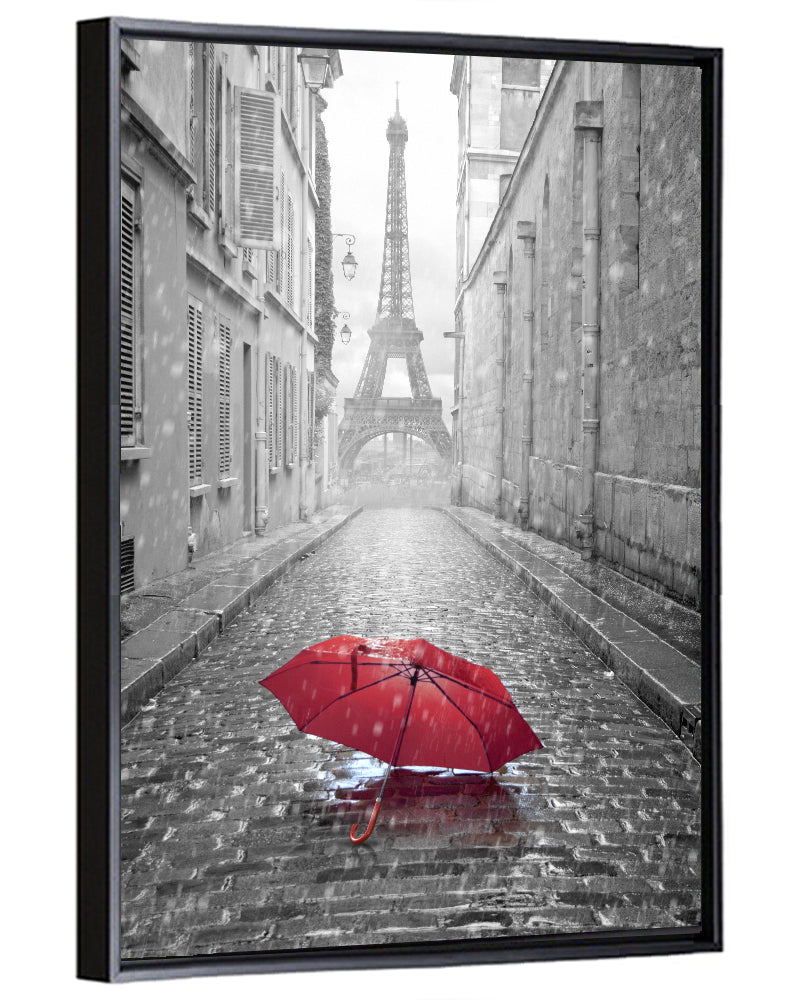 Eiffel Tower on Rainy Street Wall Art