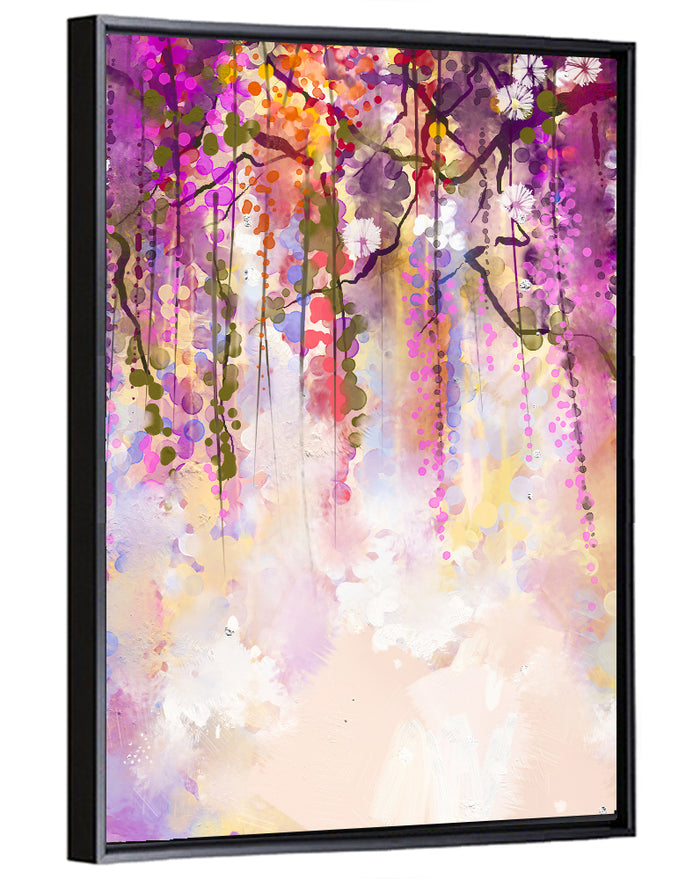 Wisteria Floral Abstraction Wall Art as a framed canvas