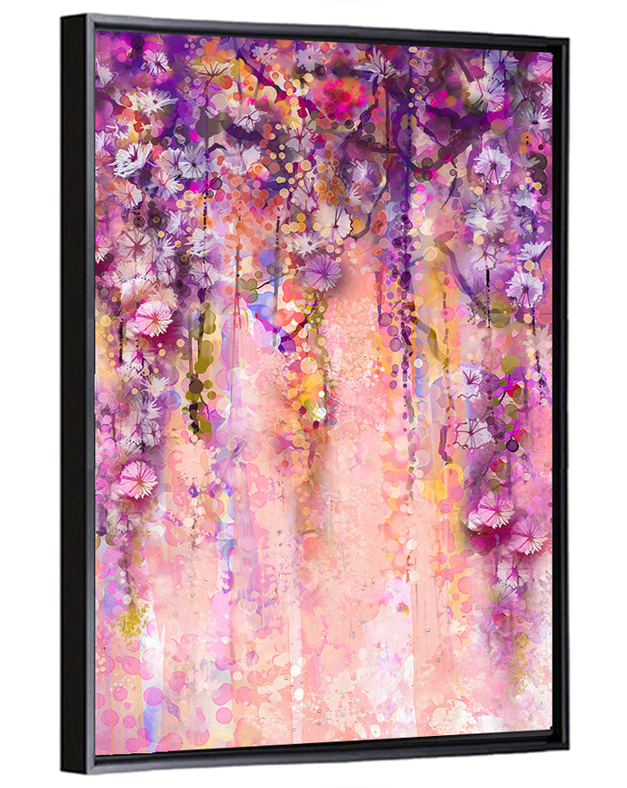 Cascading Wisteria Vines Wall Art as a framed canvas