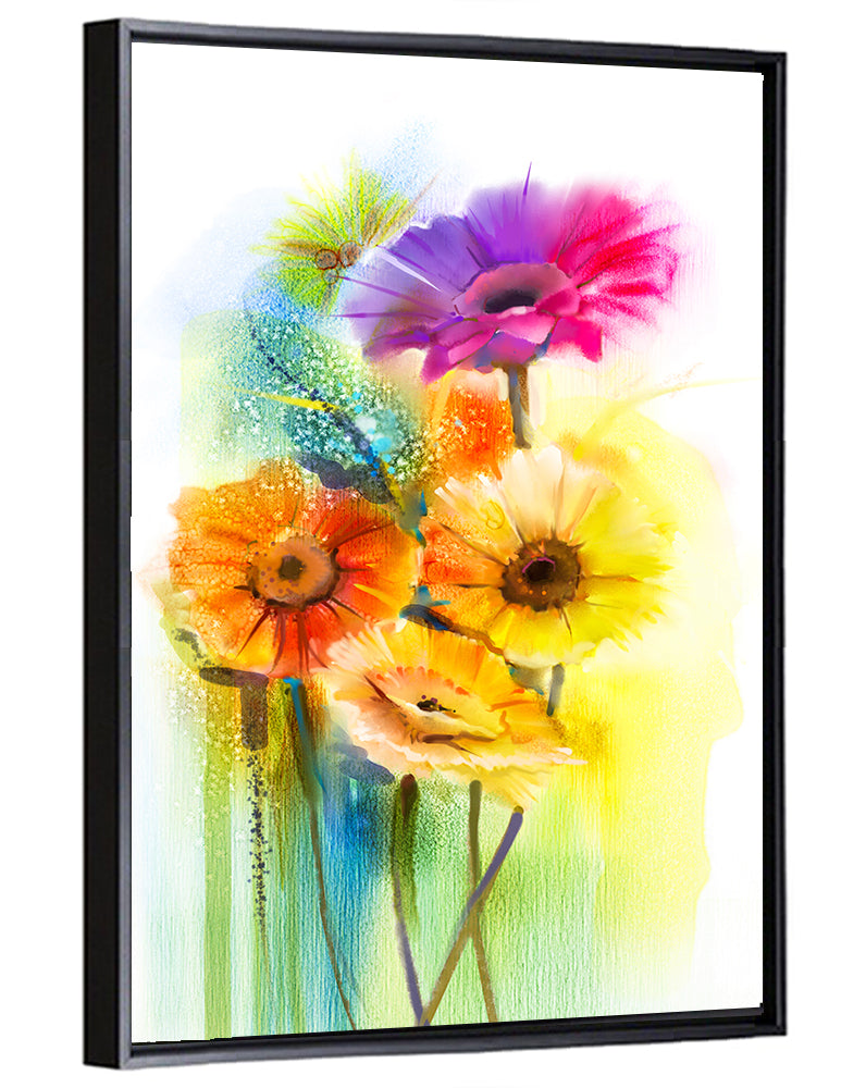 Gerbera Daisy Watercolor Bouquet Wall Art