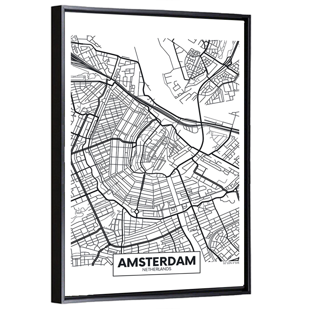 Amsterdam Canal Map Wall Art