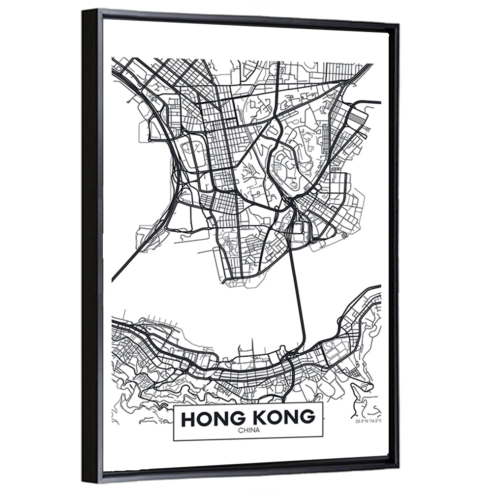 Hong Kong Aerial Map Wall Art