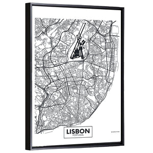 Lisbon City Map Wall Art