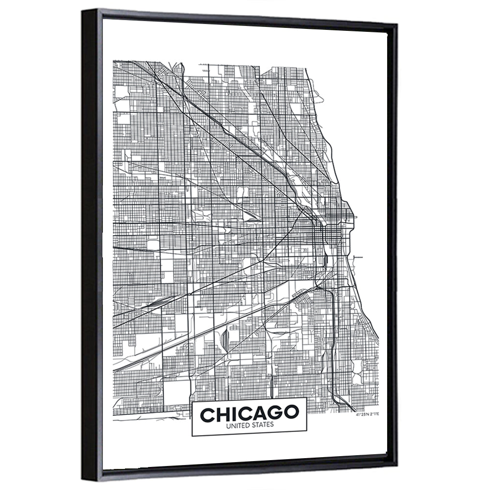 Chicago Street Grid Map Wall Art