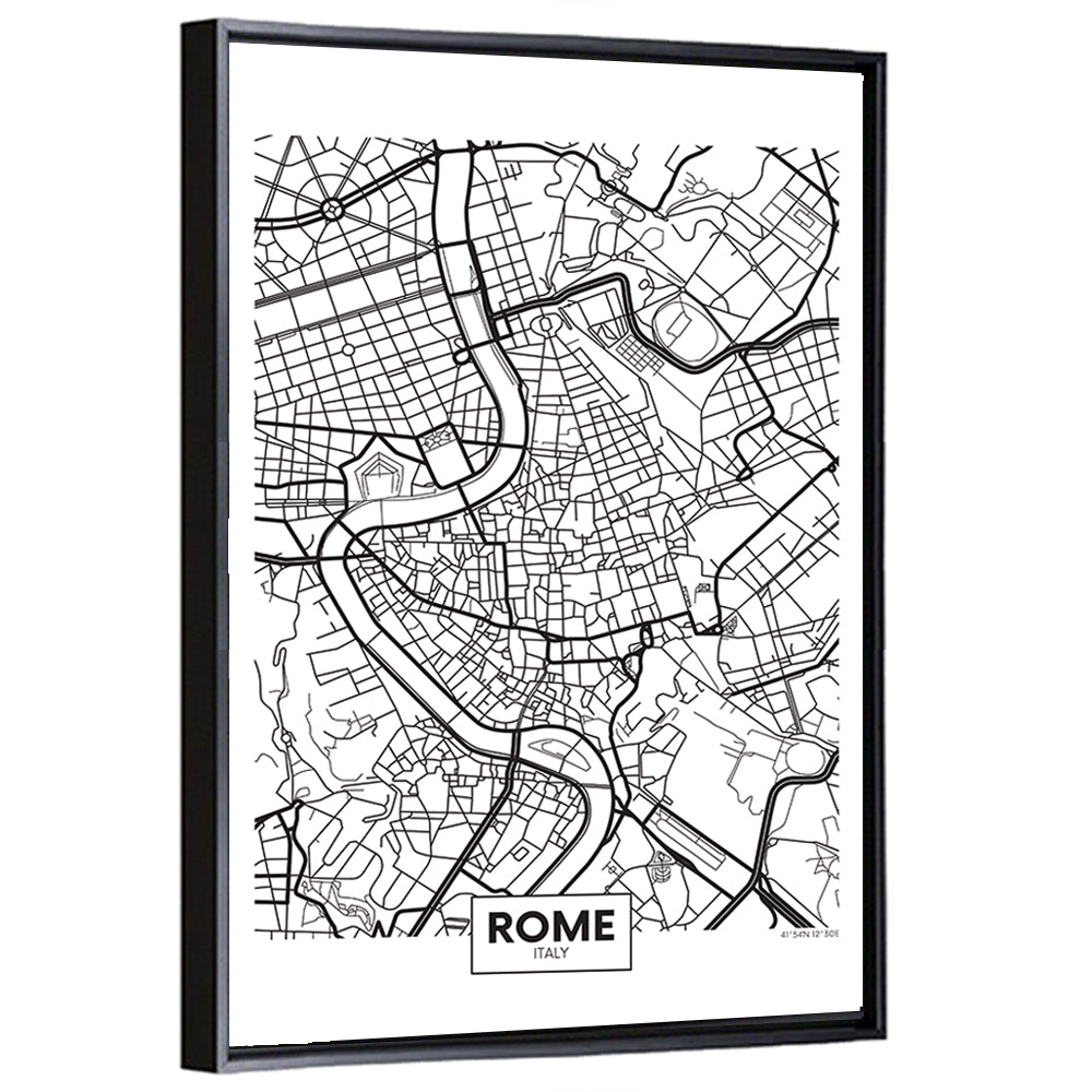 Minimalist Rome City Map Wall Art