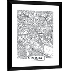 Bucharest City Map Wall Art