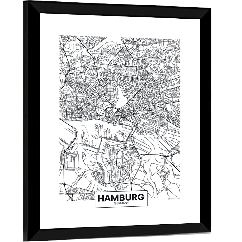 Hamburg City Map Wall Art