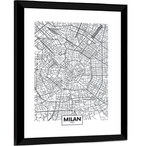 Milan City Map Wall Art