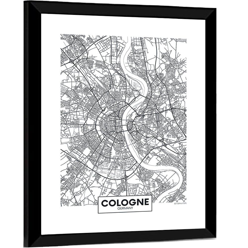 Cologne City Map Wall Art