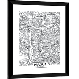 Prague City Map Wall Art