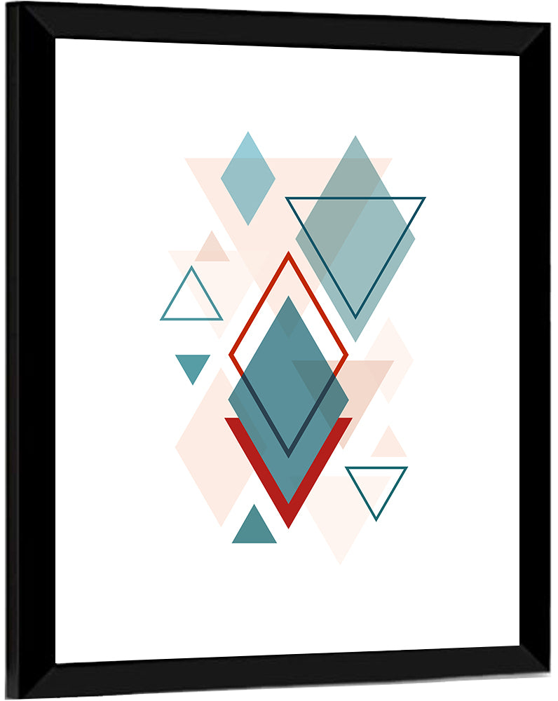 Scandinavian Teal Geometric Abstract Wall Art
