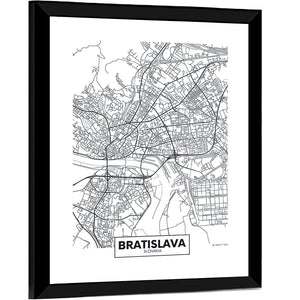 Bratislava City Map Wall Art