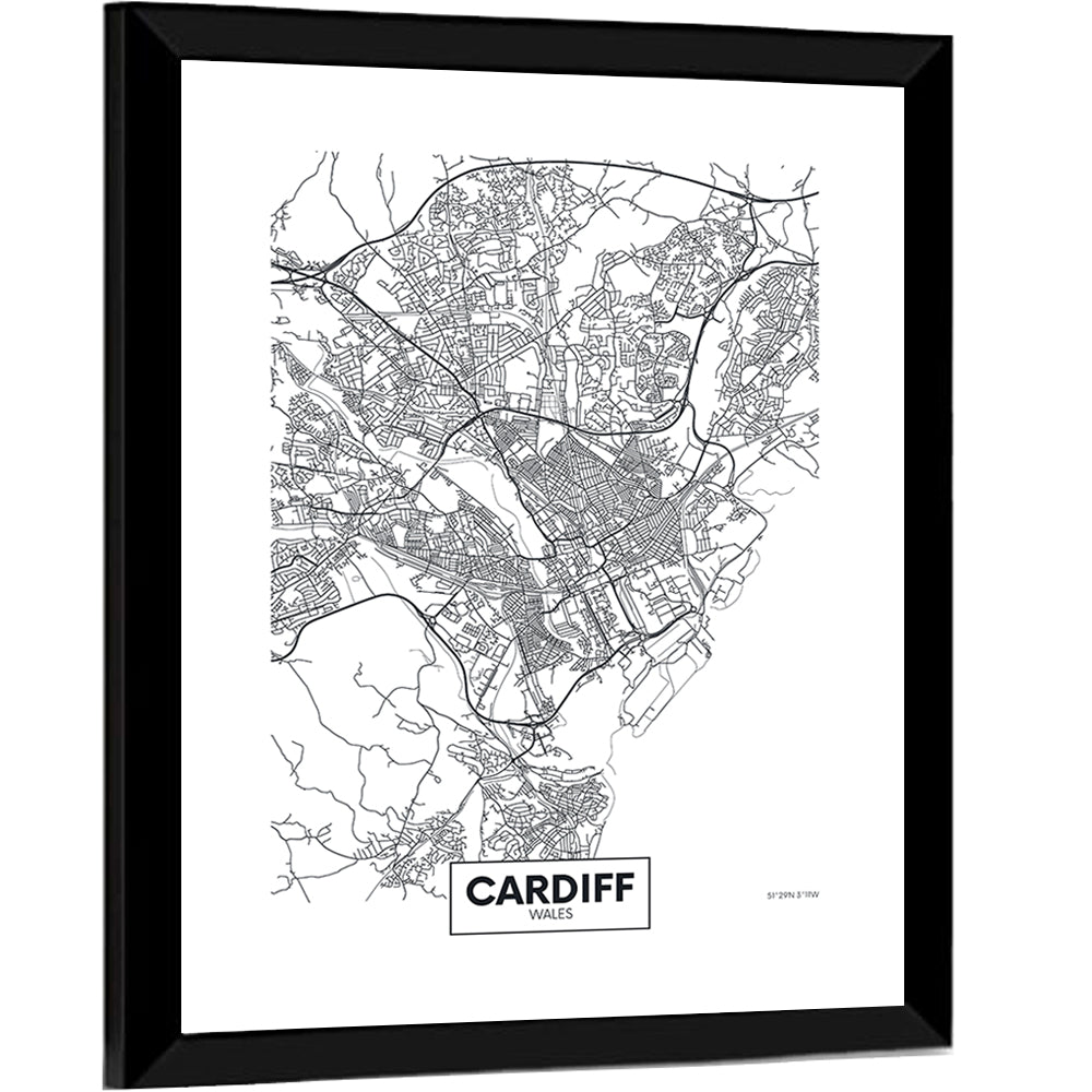 Cardiff City Map Wall Art