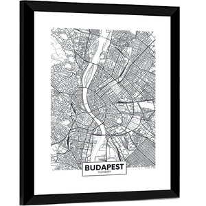 Budapest City Map Wall Art