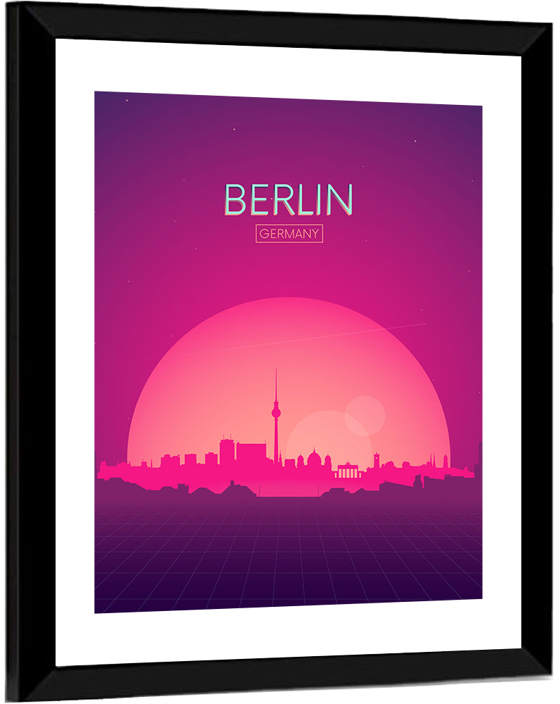 Berlin Tv Tower Synthwave Skyline Wall Art