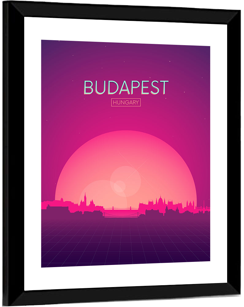 Budapest Sunset Skyline Wall Art