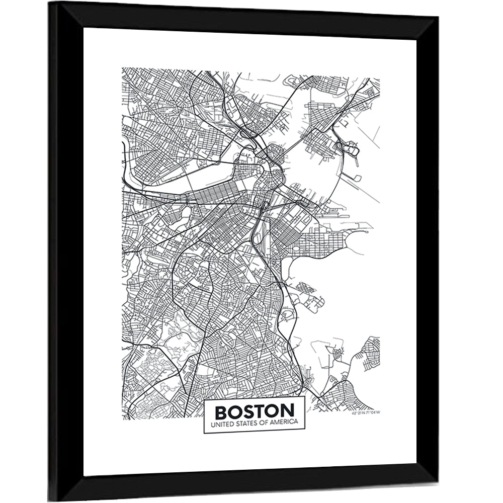 Boston City Map Wall Art