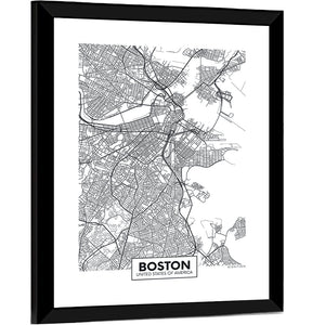 Boston City Map Wall Art