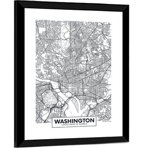 Washington City Map Wall Art