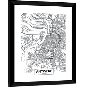Antwerp City Map Wall Art
