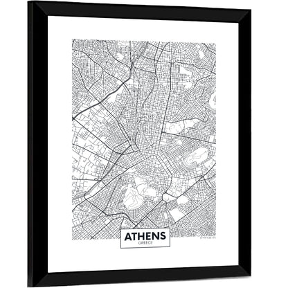 Athens City Map Wall Art