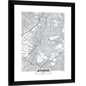 Athens City Map Wall Art