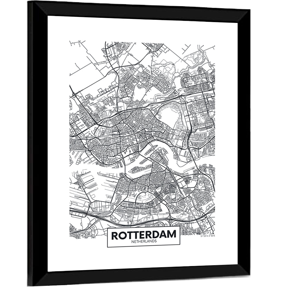 Rotterdam City Map Wall Art