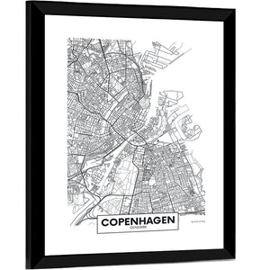 Copenhagen City Map Wall Art