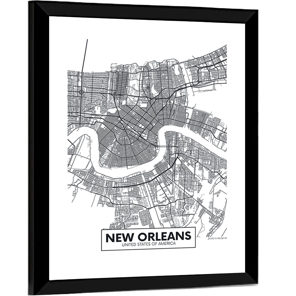 New Orleans City Map Wall Art