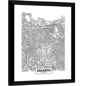 Jakarta City Map Wall Art