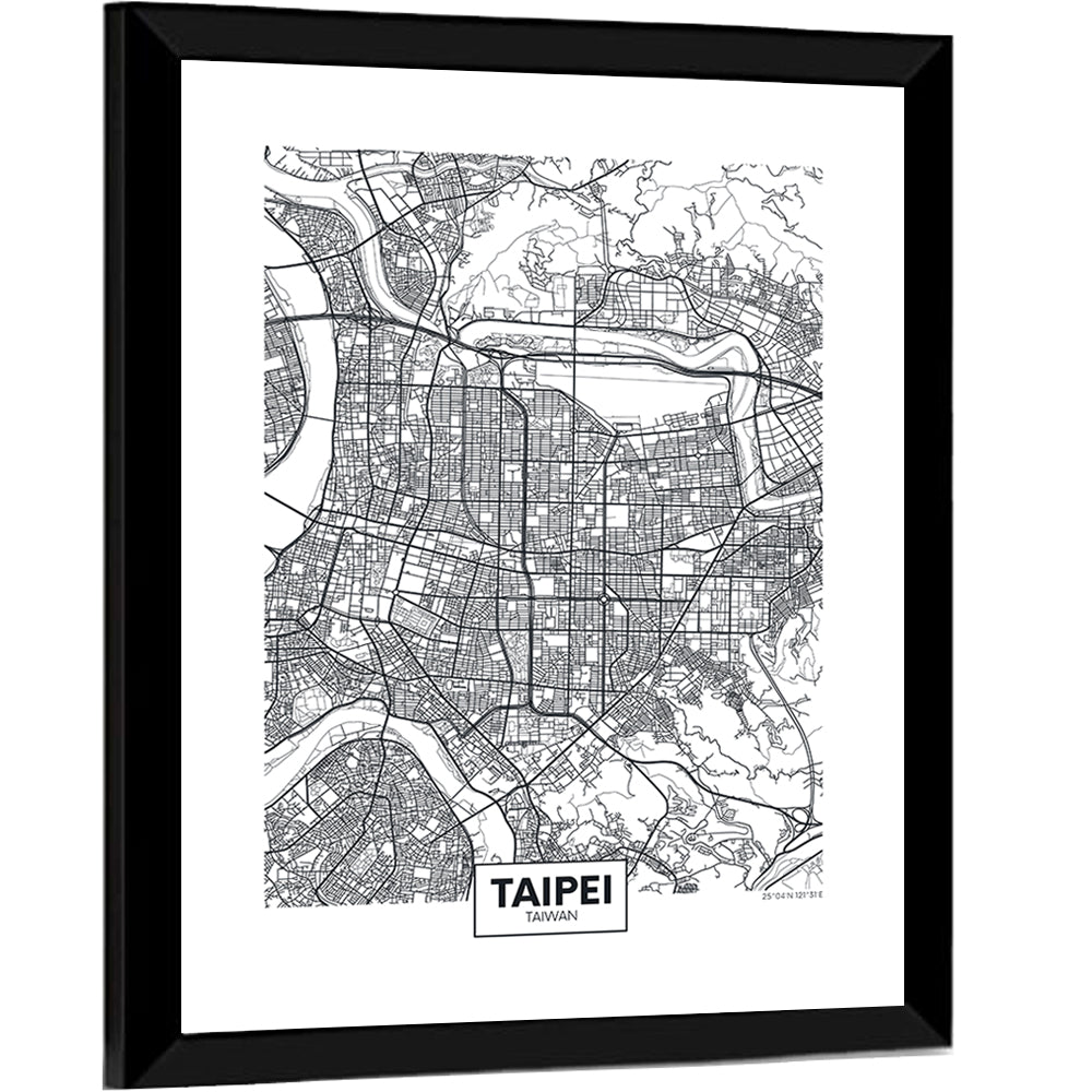 Taipei Street Grid Map Wall Art