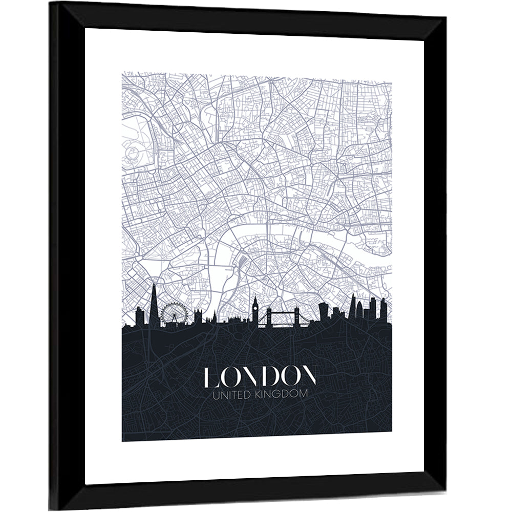 London Skyline Map Wall Art