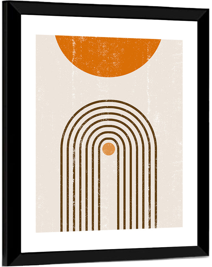 Burning Sun Concentric Arches Wall Art as a framed print