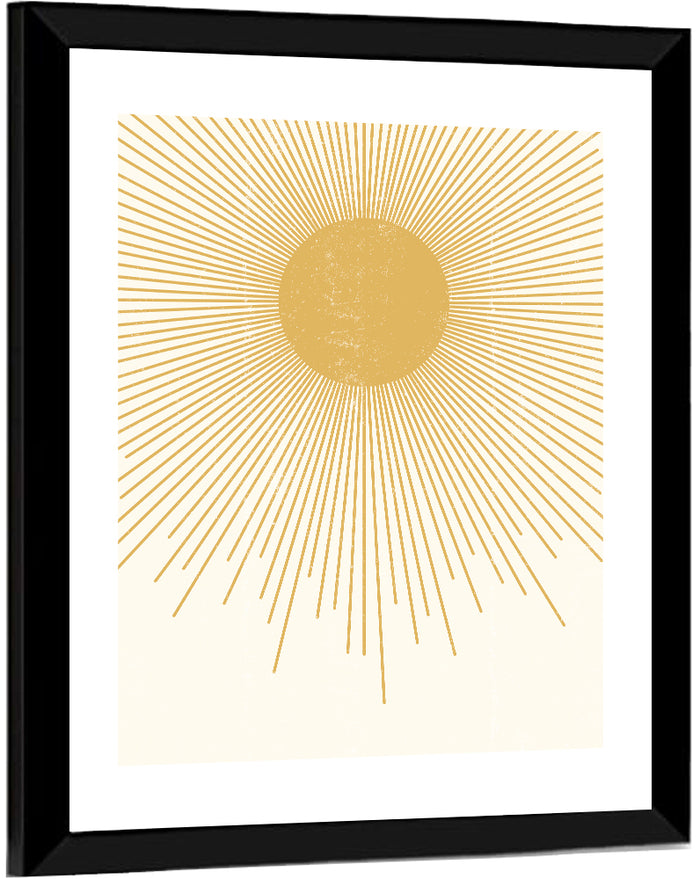 Textured Sunburst Abstract Wall Art as a framed print