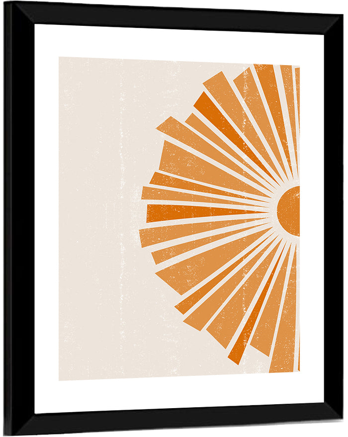 Semicircular Sunburst Minimalist Wall Art as a framed print